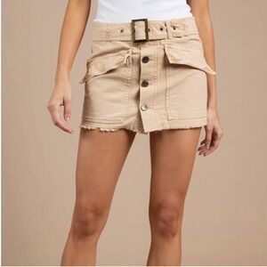 Free People Womens Hanging On Tight Mini Skirt Size 12 Khaki Festival Cargo